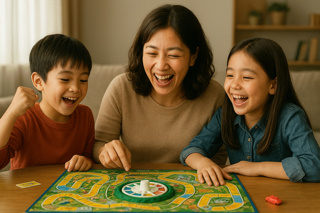 親子で人生ゲームをしている